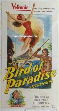 s087 BIRD OF PARADISE three-sheet movie poster '51 sexy Debra Paget!