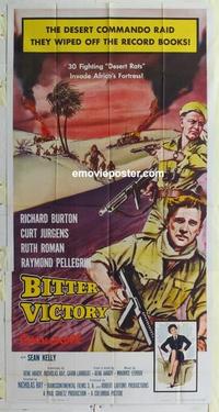 s089 BITTER VICTORY three-sheet movie poster '58 Nicholas Ray, Richard Burton
