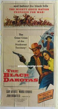 s090 BLACK DAKOTAS three-sheet movie poster '54 Gary Merrill, Sioux Indians!