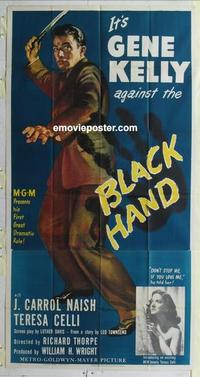 s092 BLACK HAND three-sheet movie poster '50 cool huge Gene Kelly image!