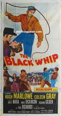 s096 BLACK WHIP three-sheet movie poster '56 Hugh Marlowe, Coleen Gray