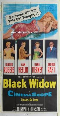 s097 BLACK WIDOW three-sheet movie poster '54 Ginger Rogers, Gene Tierney