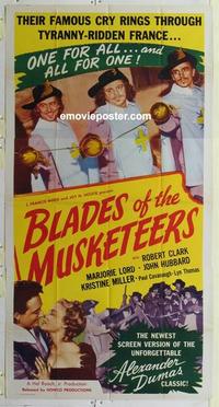 s099 BLADES OF THE MUSKETEERS three-sheet movie poster '53 Budd Boetticher