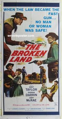 s130 BROKEN LAND three-sheet movie poster '61 Jody McCrea, Kent Taylor