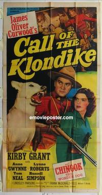 s142 CALL OF THE KLONDIKE three-sheet movie poster '50 Kirby Grant, Curwood