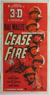 s156 CEASE FIRE three-sheet movie poster '53 Hal Wallis, 3D Korean War!