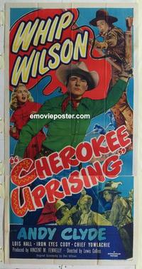 s160 CHEROKEE UPRISING three-sheet movie poster '50 Whip Wilson, Andy Clyde
