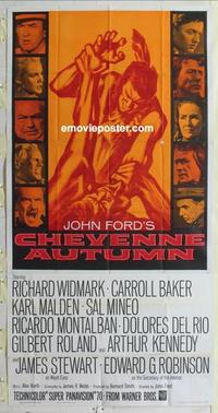 s161 CHEYENNE AUTUMN three-sheet movie poster '64 John Ford, Richard Widmark