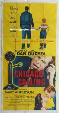 s162 CHICAGO CALLING three-sheet movie poster '51 Dan Duryea, Mary Anderson