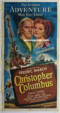 s165 CHRISTOPHER COLUMBUS three-sheet movie poster '49 Fredric March, English