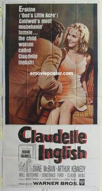 s170 CLAUDELLE INGLISH three-sheet movie poster '61 Diane McBain, Kennedy