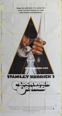 s173 CLOCKWORK ORANGE three-sheet movie poster '72 Stanley Kubrick classic!