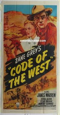 s178 CODE OF THE WEST three-sheet movie poster R51 Zane Grey, Warren