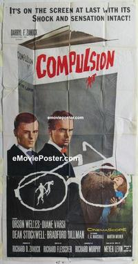 s187 COMPULSION three-sheet movie poster '59 Orson Welles, Dean Stockwell