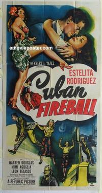s208 CUBAN FIREBALL three-sheet movie poster '51 sexy Estelita Rodriguez!