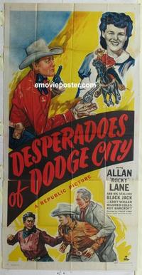 s230 DESPERADOES OF DODGE CITY three-sheet movie poster '46 Allan Rocky Lane