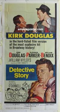 s233 DETECTIVE STORY three-sheet movie poster R60 Kirk Douglas, Parker
