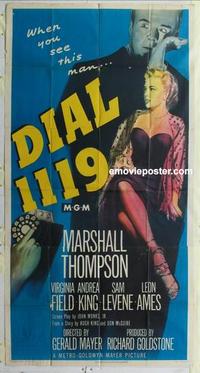 s237 DIAL 1119 three-sheet movie poster '50 film noir, sexy Virginia Field!