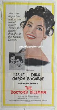 s242 DOCTOR'S DILEMMA three-sheet movie poster '59 Leslie Caron, Dirk Bogarde