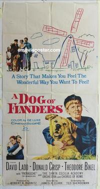 s243 DOG OF FLANDERS three-sheet movie poster '59 David Ladd, Donald Crisp