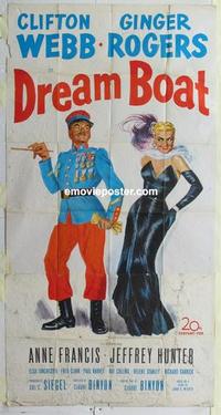 s248 DREAM BOAT three-sheet movie poster '52 Ginger Rogers, Clifton Webb