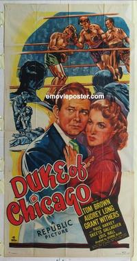 s254 DUKE OF CHICAGO three-sheet movie poster '49 great boxing image!