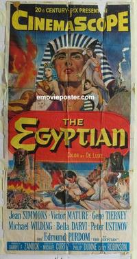 s259 EGYPTIAN three-sheet movie poster '54 Jean Simmons, Victor Mature