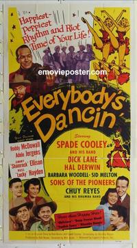 s271 EVERYBODY'S DANCIN' three-sheet movie poster '50 Spade Cooley musical!