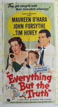 s272 EVERYTHING BUT THE TRUTH three-sheet movie poster '56 Maureen O'Hara