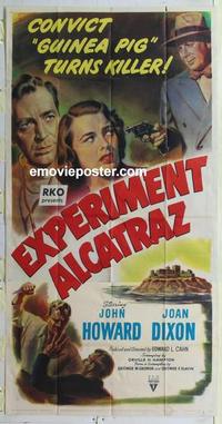 s275 EXPERIMENT ALCATRAZ three-sheet movie poster '51 radioactive drug!