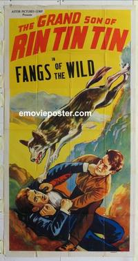 s284 FANGS OF THE WILD three-sheet movie poster '54 Charles Chaplin Jr.