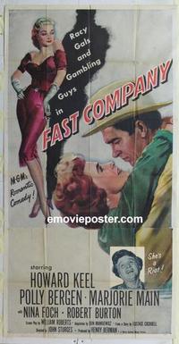 s285 FAST COMPANY three-sheet movie poster '53 Howard Keel, Polly Bergen