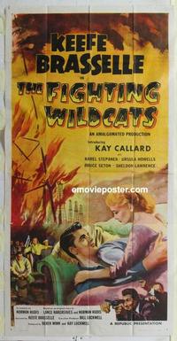 s295 FIGHTING WILDCATS three-sheet movie poster '57 Keefe Brasselle, English!