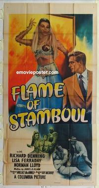 s301 FLAME OF STAMBOUL three-sheet movie poster '51 Richard Denning