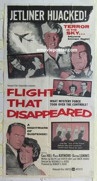 s308 FLIGHT THAT DISAPPEARED three-sheet movie poster '61 jetliner hijacked!