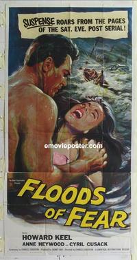 s312 FLOODS OF FEAR three-sheet movie poster '59 Howard Keel, Anne Heywood