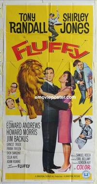 s314 FLUFFY three-sheet movie poster '65 Tony Randall, Shirley Jones, lion!
