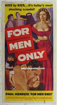 s319 FOR MEN ONLY three-sheet movie poster '52 Paul Henried, Margaret Field
