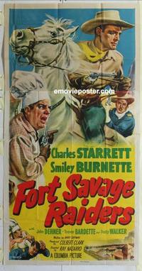 s325 FORT SAVAGE RAIDERS three-sheet movie poster '51 Starrett as Durango Kid
