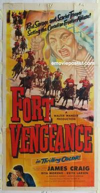 s326 FORT VENGEANCE three-sheet movie poster '53 James Craig, Rita Moreno