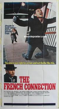 s331 FRENCH CONNECTION three-sheet movie poster '71 Gene Hackman, Scheider