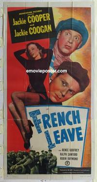 s332 FRENCH LEAVE three-sheet movie poster '48 two Jackie's!