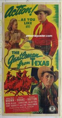 s343 GENTLEMAN FROM TEXAS three-sheet movie poster '46 Johnny Mack Brown