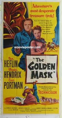 s359 GOLDEN MASK three-sheet movie poster '54 Van Heflin, Wanda Hendrix