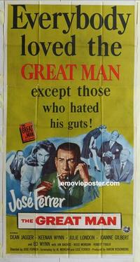 s367 GREAT MAN three-sheet movie poster '57 Jose Ferrer, Julie London