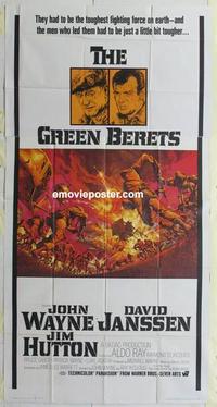 s370 GREEN BERETS three-sheet movie poster '68 John Wayne, David Janssen