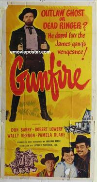 s380 GUNFIRE three-sheet movie poster '50 Don Red Barry, Robert Lowery