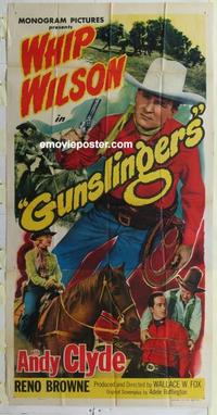 s386 GUNSLINGERS three-sheet movie poster '50 Whip Wilson, Andy Clyde
