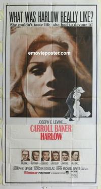s396 HARLOW three-sheet movie poster '65 Carroll Baker