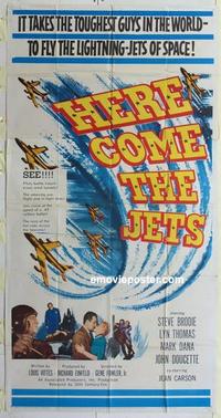 s410 HERE COME THE JETS three-sheet movie poster '59 Steve Brodie, pilots!